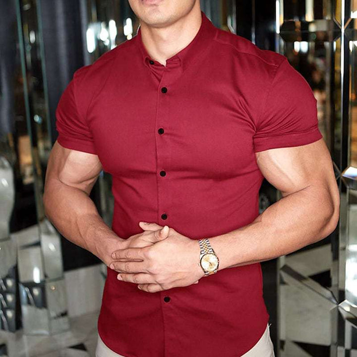 Herren Slim-Fit Kurzarmhemd mit strukturiertem Design Echoarchiv