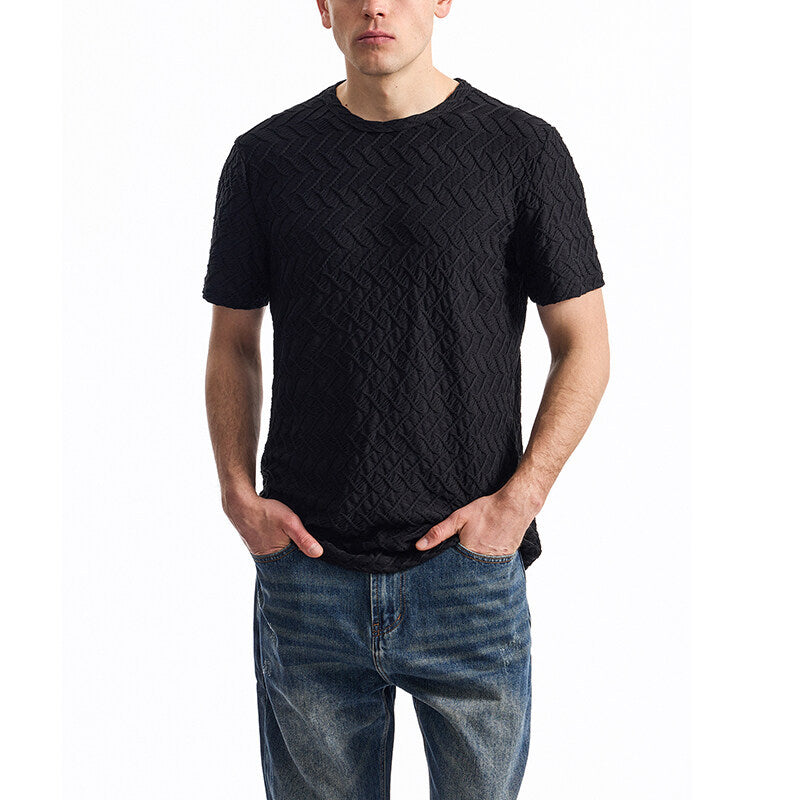 Herren T-Shirt mit strukturiertem Muster und lässiger Passform Echoarchiv