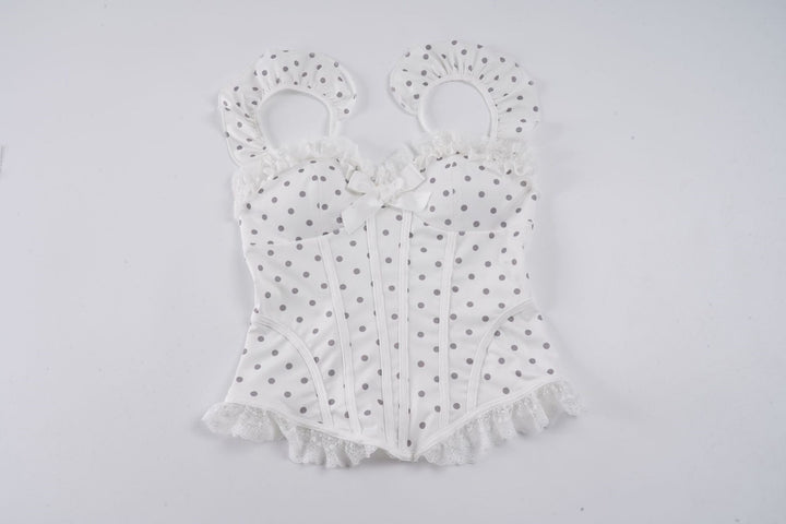 Damen Spitzen-Corsage mit verspieltem Punktdesign und Rüschendetails Echo Archiv