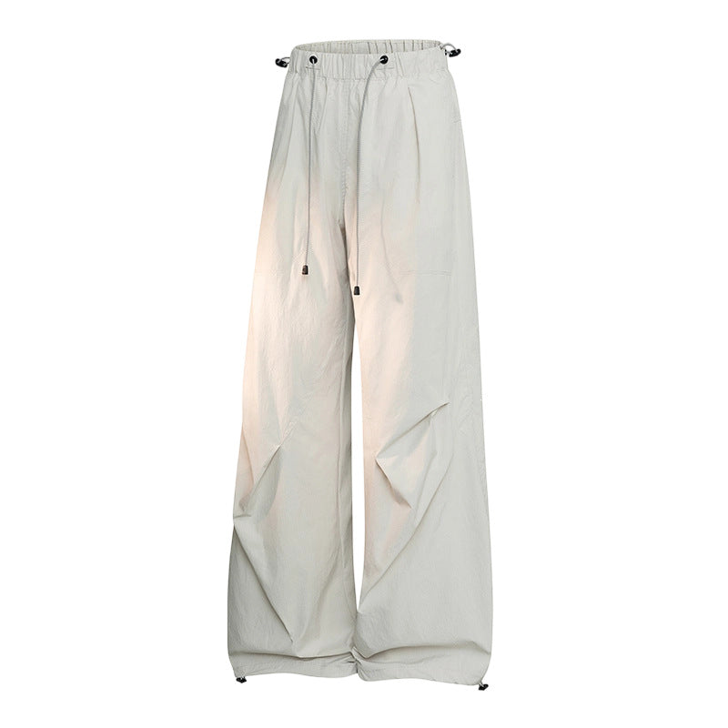 Damen Weite Palazzo-Hose mit Tunnelzugbund, drapierten Falten & verstellbarem Saum Echoarchiv