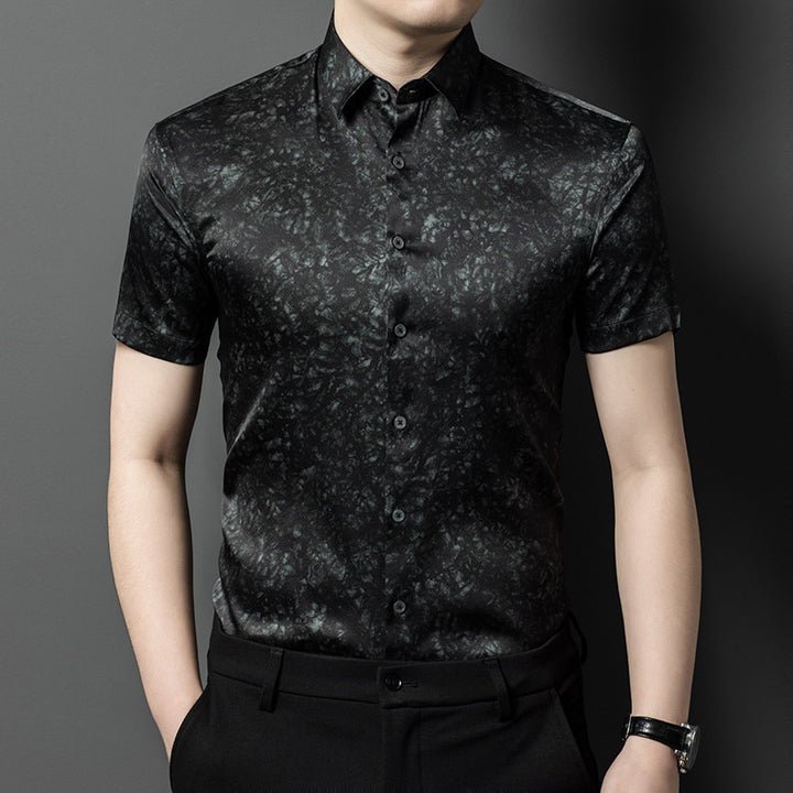 Herren Kurzarmhemd mit eleganter Marmor-Optik Echoarchiv