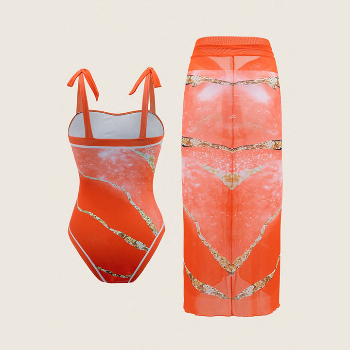 Damen Einteiler Badeanzug mit elegantem transparentem Cover-Up Echo Archiv