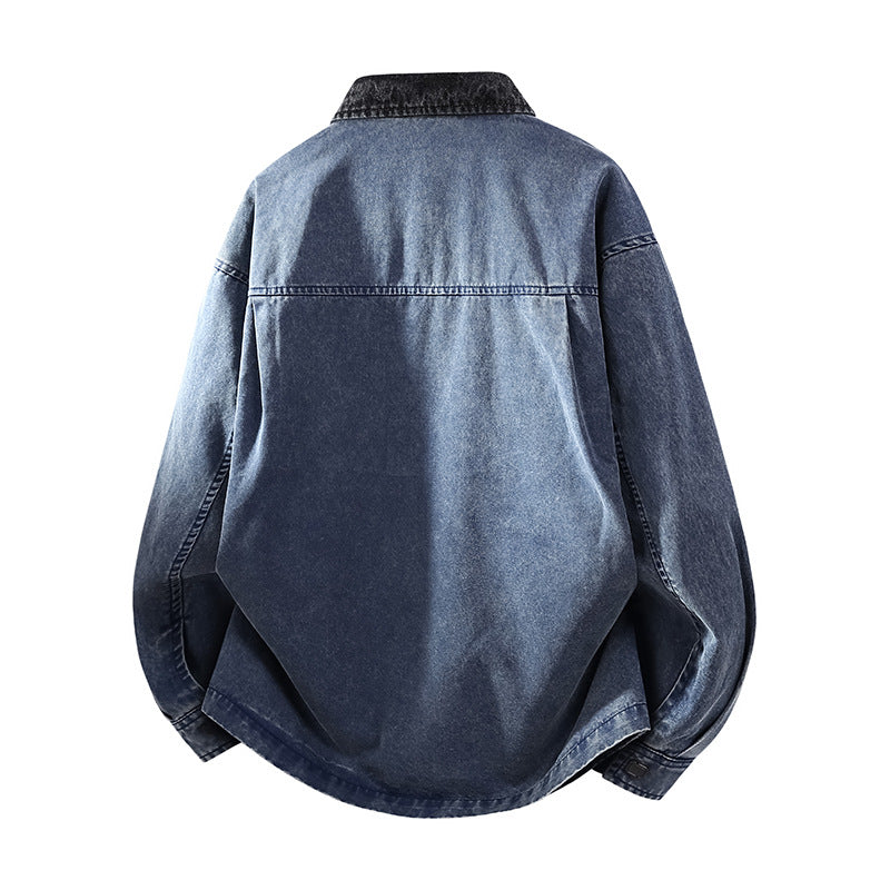 Herren Locker geschnittene Denim-Hemdjacke mit Kastenform und Eingrifftaschen Echo Archiv
