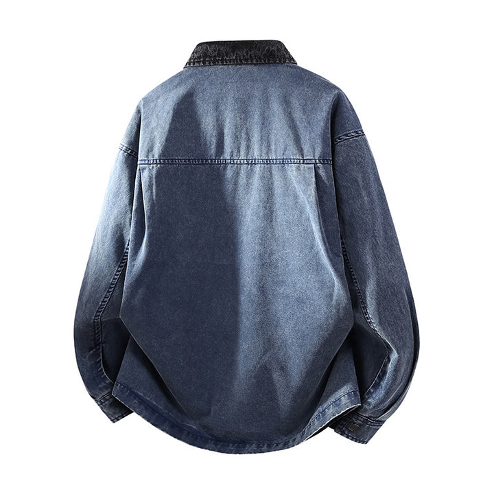 Herren Locker geschnittene Denim-Hemdjacke mit Kastenform und Eingrifftaschen Echo Archiv