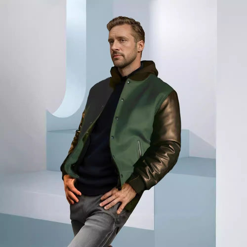 Herren stilvolle Bomberjacke mit innenliegender Sicherheitsnaht und eleganter Lederverarbeitung Echoarchiv
