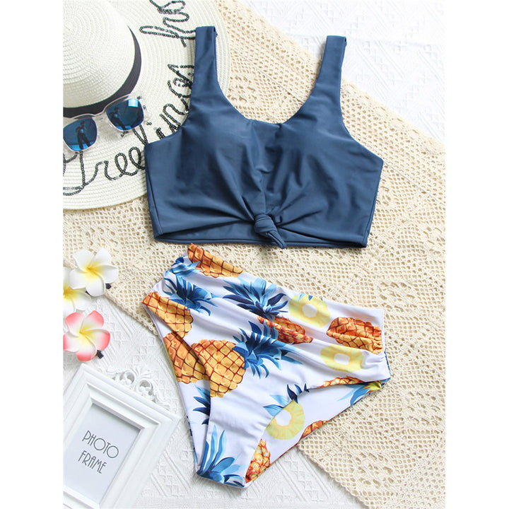 Damen Bikini-Set mit knotenförmigem Oberteil und hohem Bund Echo Archiv