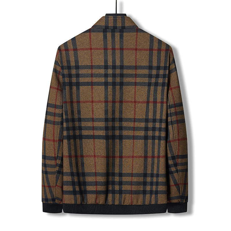 Herren modische Übergangsjacke mit kariertem Design und praktischem Reißverschluss Echoarchiv