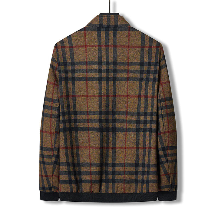 Herren modische Übergangsjacke mit kariertem Design und praktischem Reißverschluss Echoarchiv