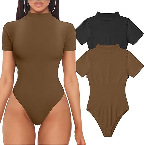 Damen Kurzarm Bodysuit mit hohem Kragen Echo Archiv
