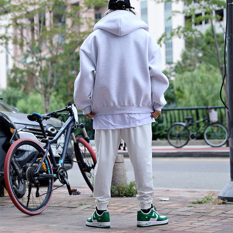 Herren Oversized Kapuzen-Zipjacke aus schwerem Fleece mit Kängurutaschen – Cavarno