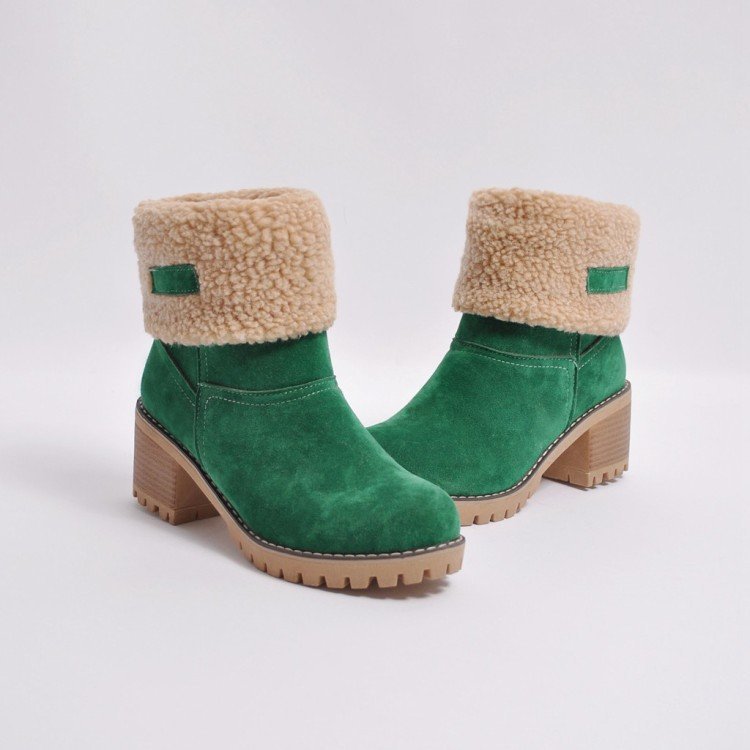 Damen nan gefütterte Kurzstiefelette mit Umschlag-Fellmanschette, Wildlederoptik und robuster Profilsohle Echo Archiv