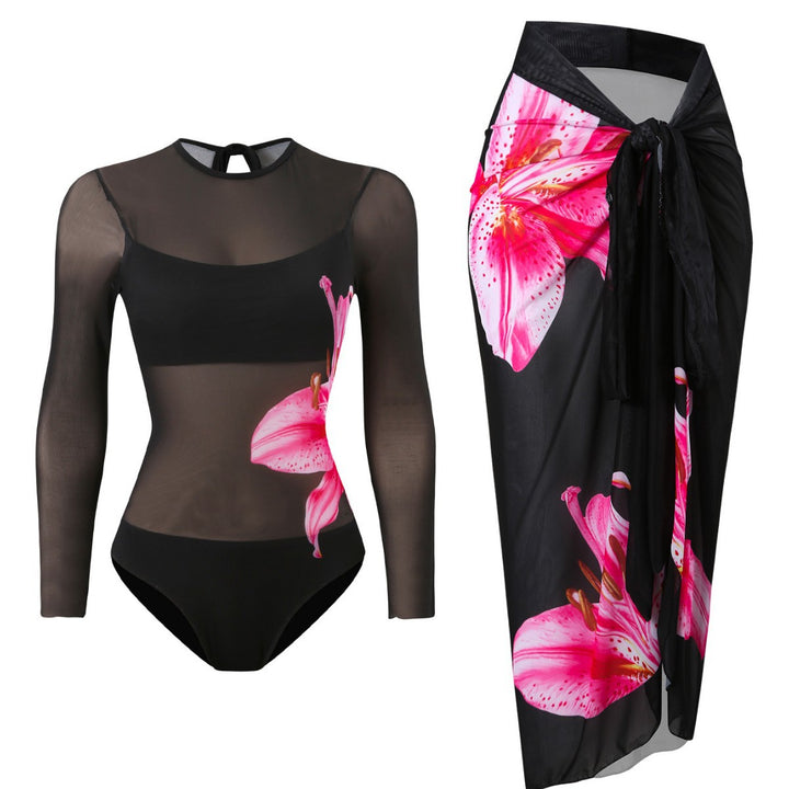 Damen Badeanzug mit elegantem transparentem Wickelrock Echo Archiv