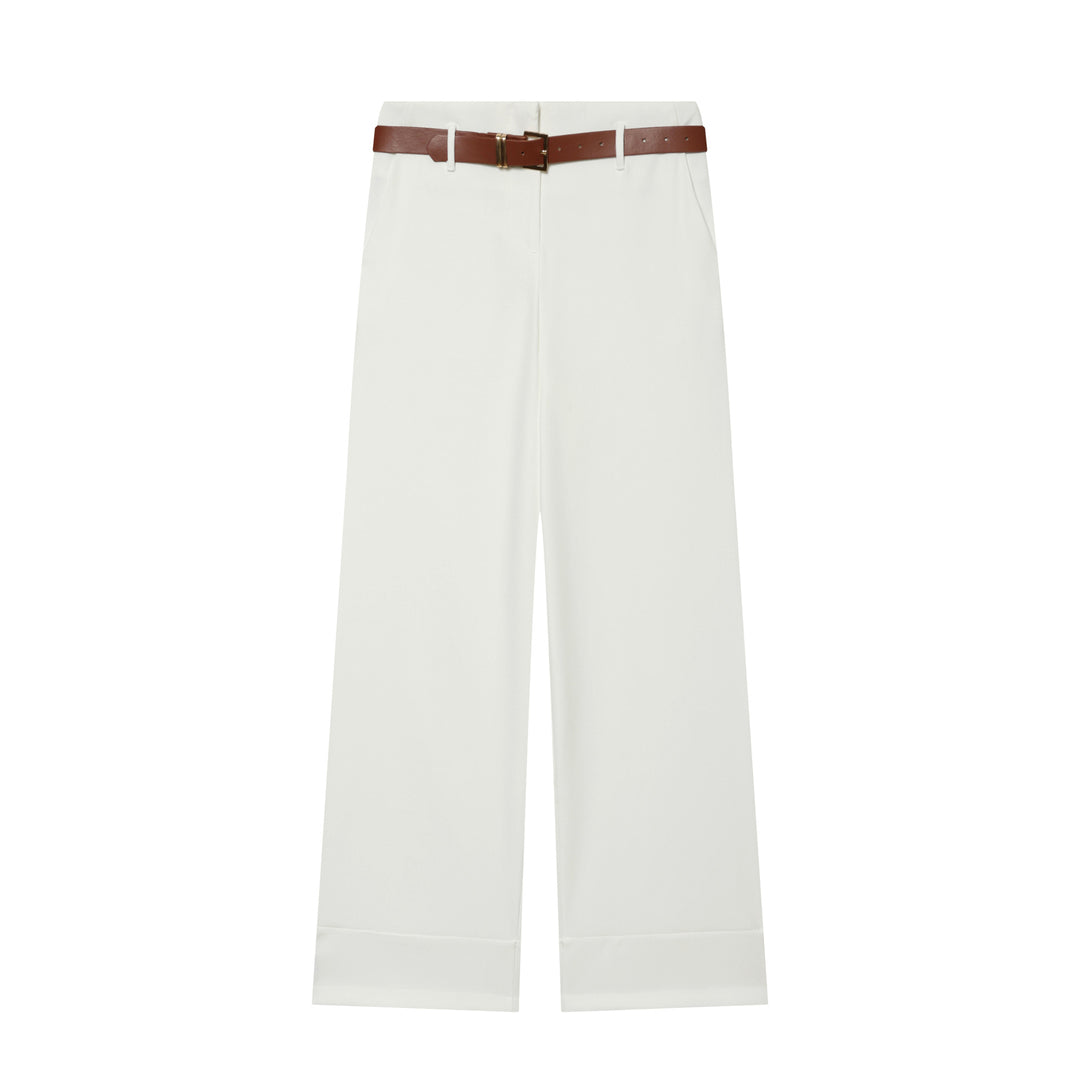 Damen Hochtaillierte Wide‑Leg‑Hose mit Bügelfalte, Gürtelschlaufen und verdeckter Knopfleiste Echo Archiv