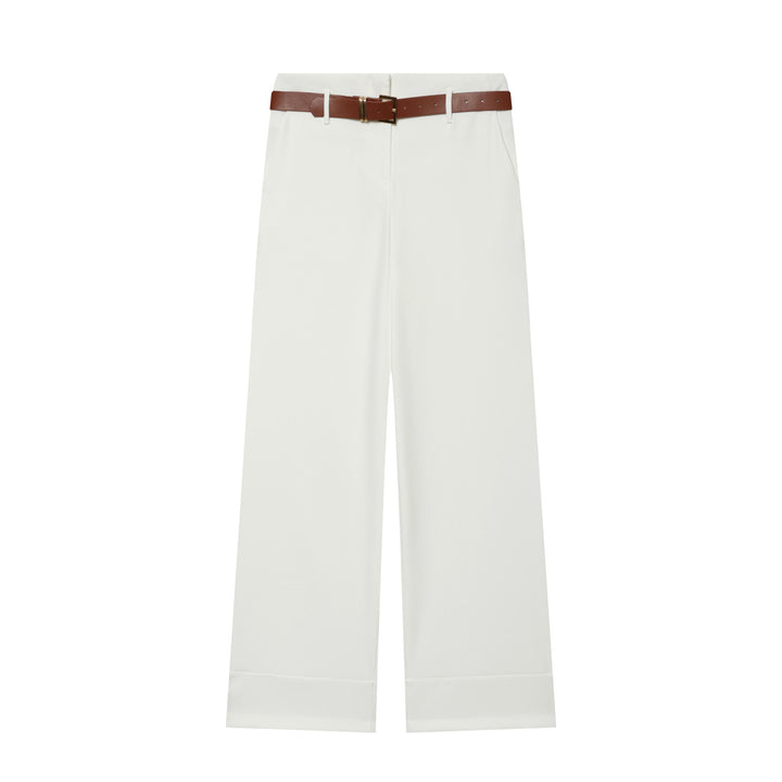 Damen Hochtaillierte Wide‑Leg‑Hose mit Bügelfalte, Gürtelschlaufen und verdeckter Knopfleiste Echo Archiv