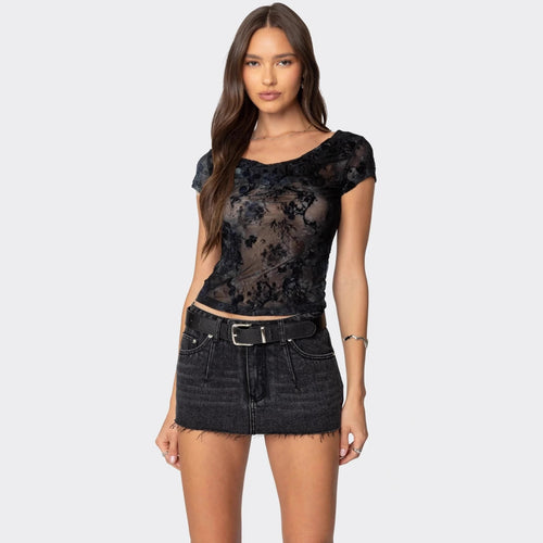 Damen Transparente Spitzenbluse im romantischen Stil Echo Archiv
