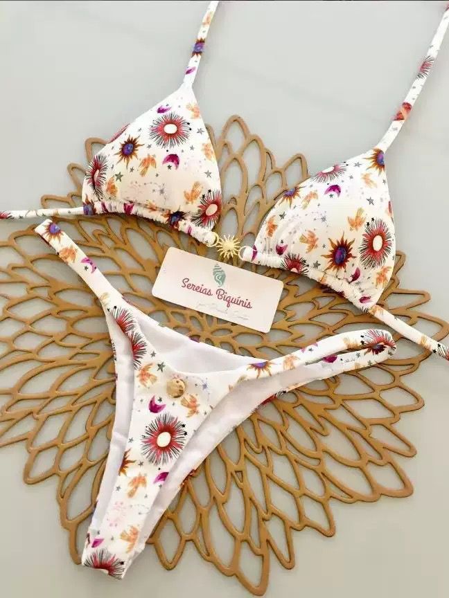 Damen Triangel-Bikini-Set mit floralen Mustern und verstellbaren Trägern Echo Archiv