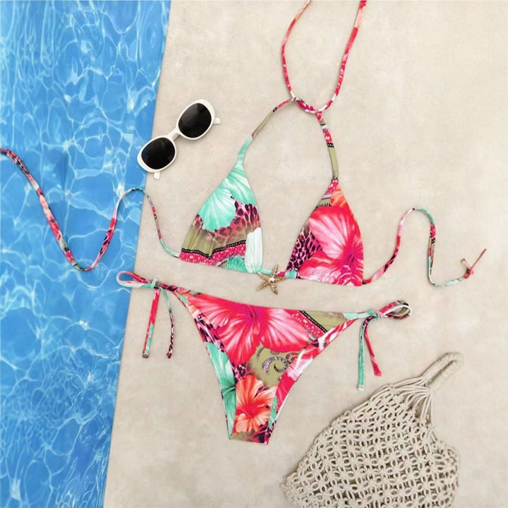 Damen Triangel-Bikini mit floralem Design und verstellbaren Bändern Echo Archiv
