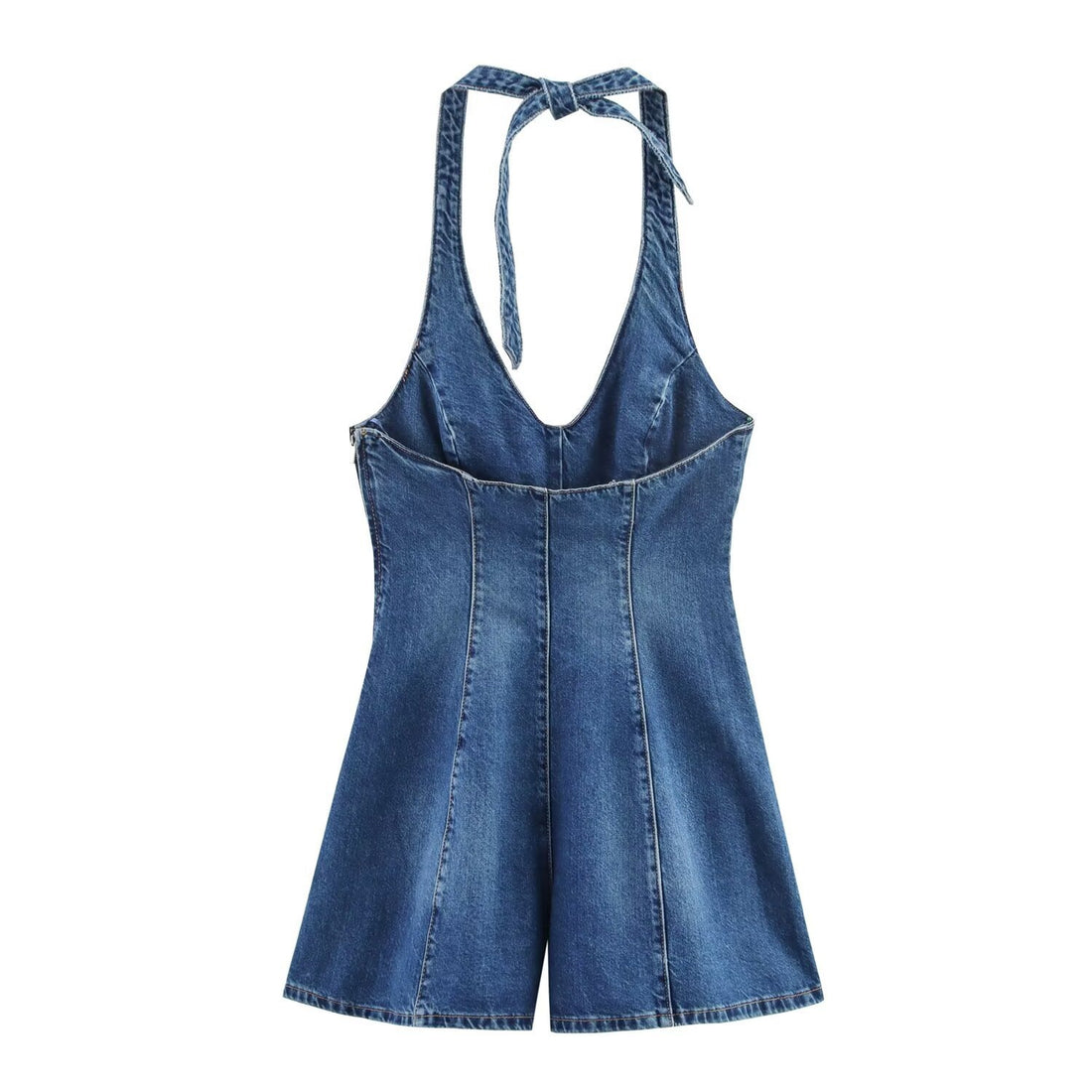 Damen Jumpsuit aus Denim mit Kreuzträgern – Solévia