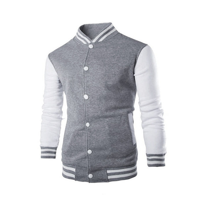 Herren Sportliche Collegejacke mit kontrastierenden Ärmeln und Druckknöpfen Echoarchiv