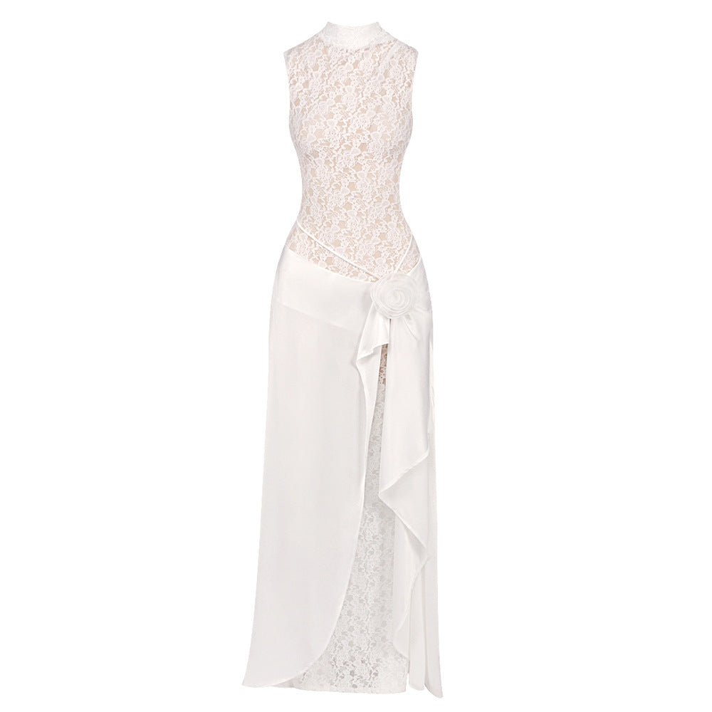 Damen Elegantes Hochzeitskleid mit Spitze und schwingendem Rock Echo Archiv