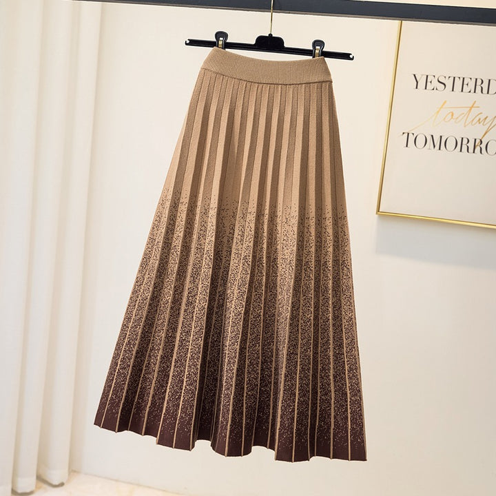 Damen Eleganter Plissee-Rock mit kontrastierenden Streifen Echo Archiv