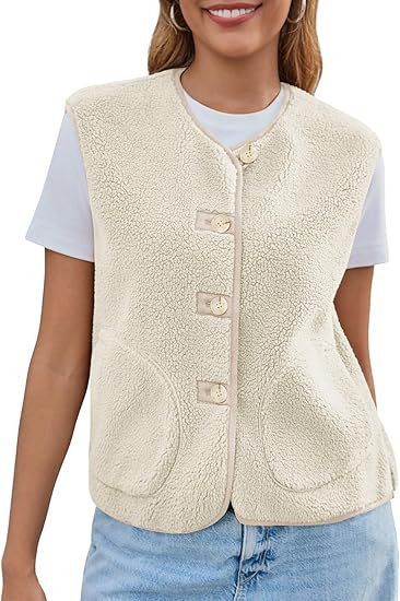 Damen Teddy-Fleeceweste mit Knopfleiste und Eingrifftaschen Echoarchiv