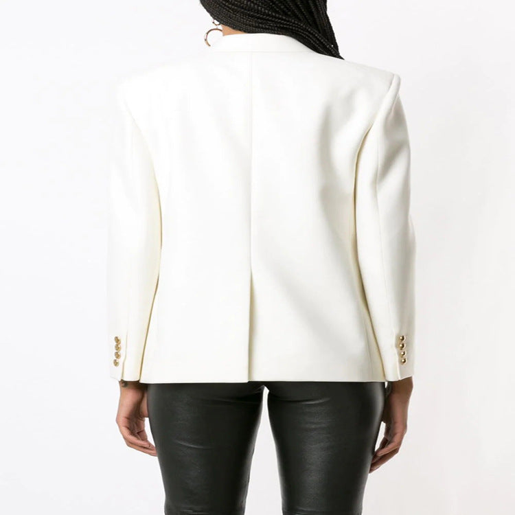 Damen Boxy-Zweireiher-Blazer im Clean-Tailoring mit strukturierten Schultern Echoarchiv