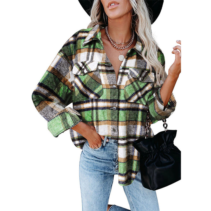 Damen Oversized Hemdjacke im karrierten Flanell-Look mit Brusttaschen Echo Archiv
