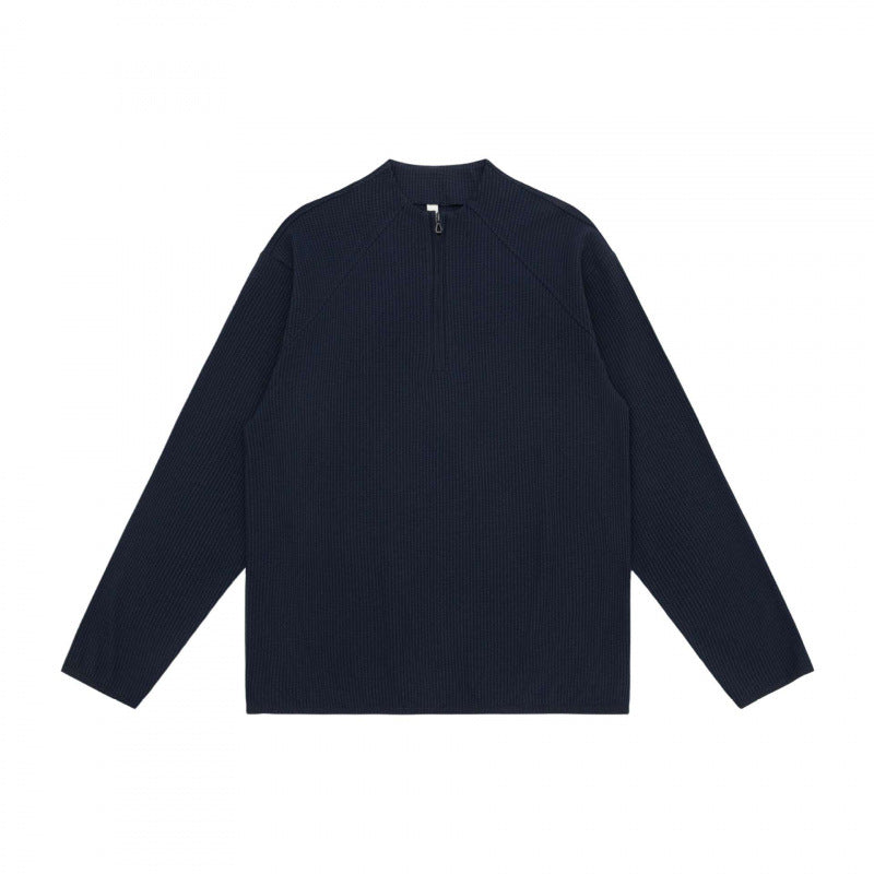 Unisex Waffelstrick-Halbzip-Pullover mit Raglanärmeln Echo Archiv