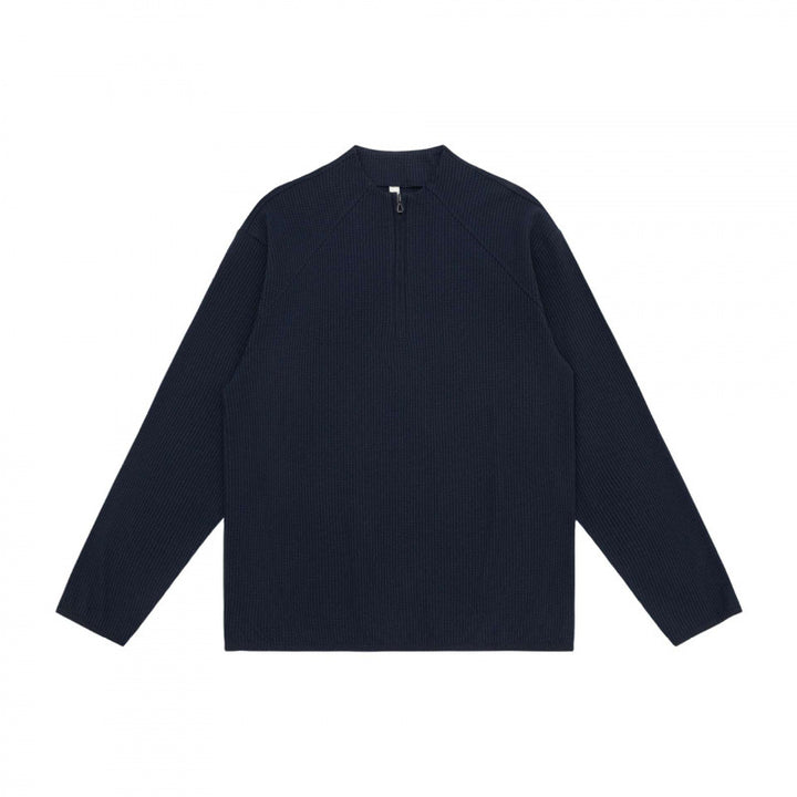 Unisex Waffelstrick-Halbzip-Pullover mit Raglanärmeln Echo Archiv