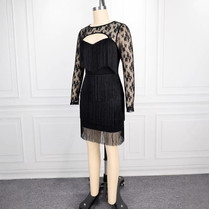 Damen Fransen Cocktailkleid mit Spitze Echo Archiv