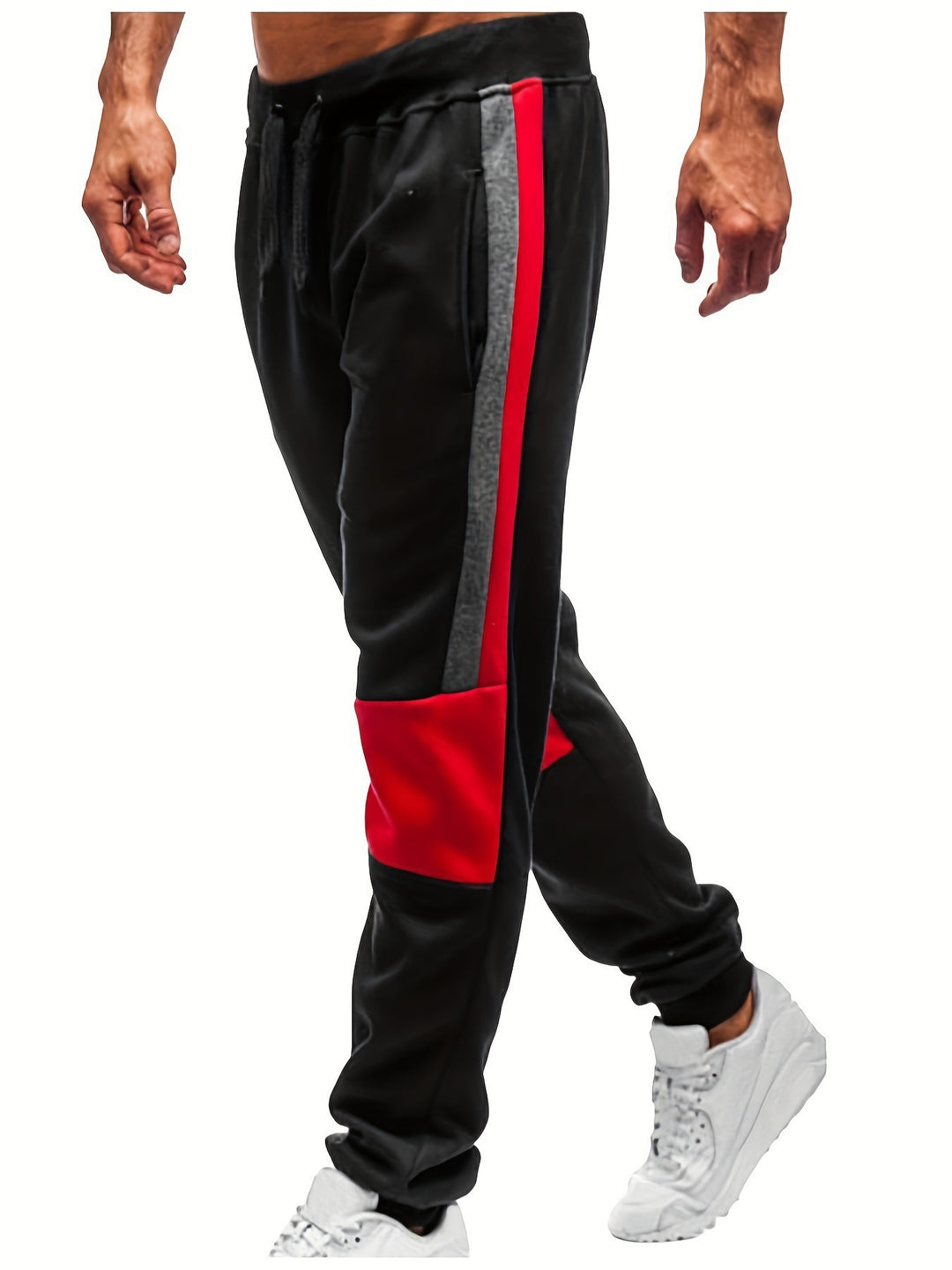 Herren Sportliche Jogginghose mit seitlichen Reißverschlusstaschen und Kontraststreifen Echoarchiv