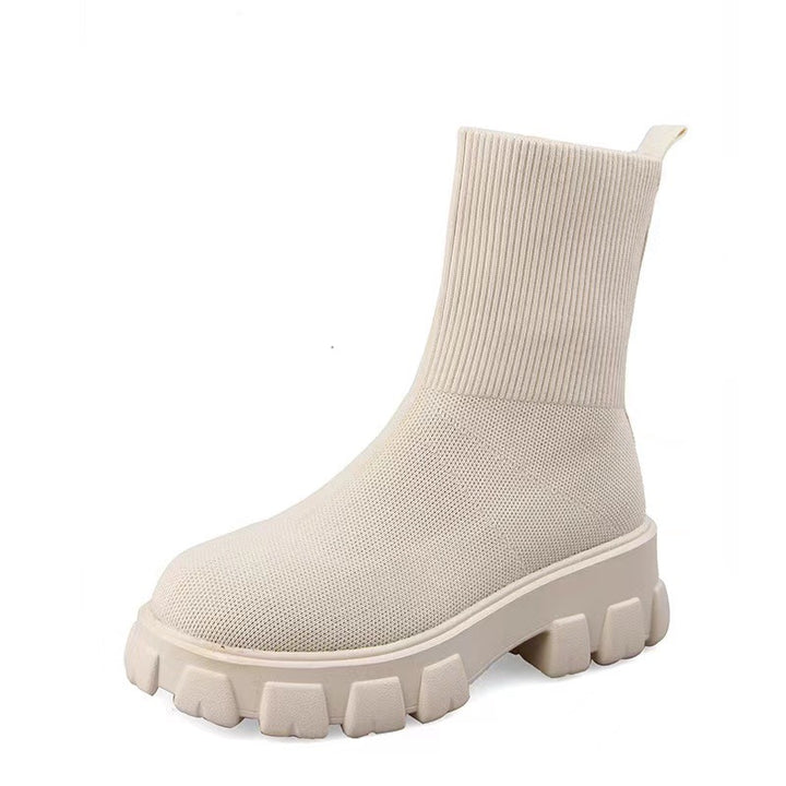 Damen  Strick-Stiefelette mit sockenähnlichem Schaft und markanter Profilsohle Echo Archiv