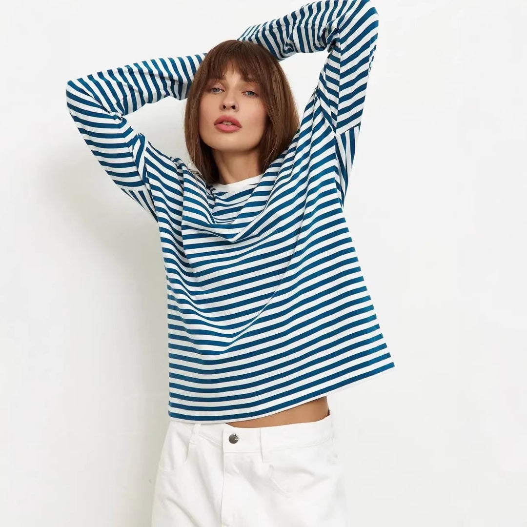 Damen Lässiges gestreiftes Langarmshirt Echo Archiv