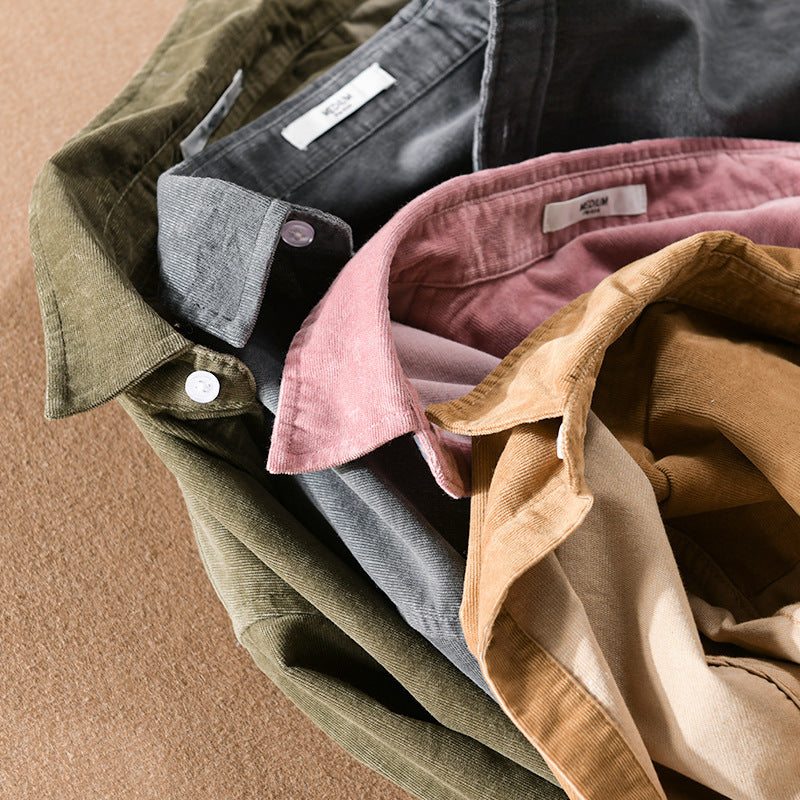 Herren Cord-Overshirt mit Brusttasche, Relaxed-Fit und durchgehender Knopfleiste Echoarchiv