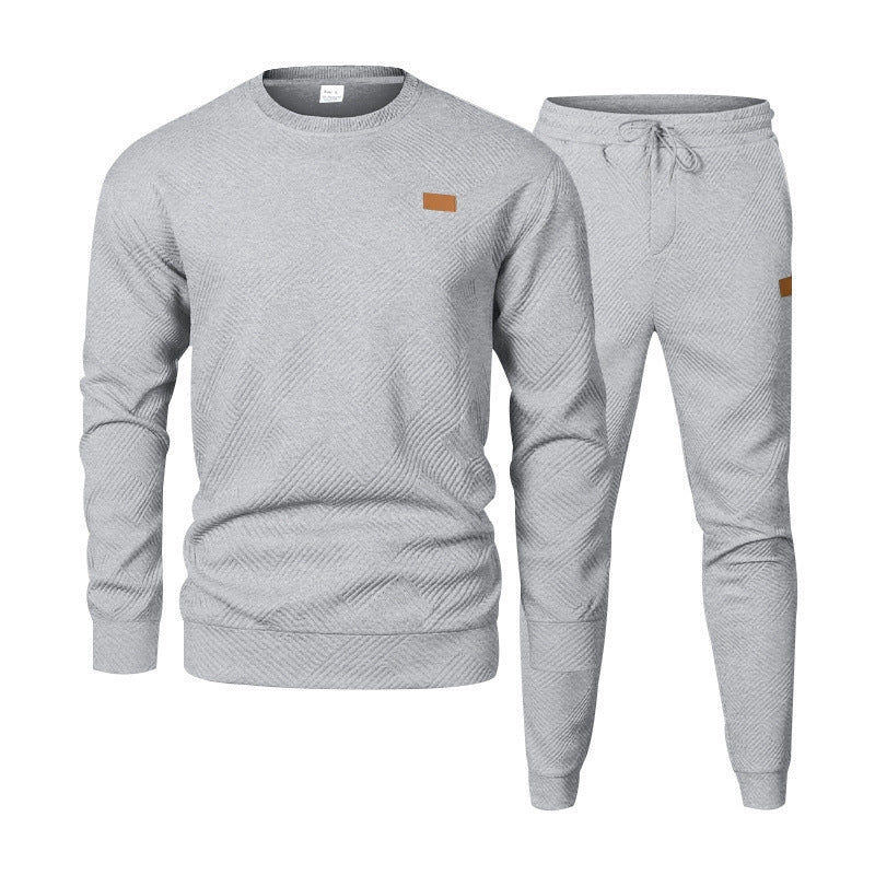 Herren nan strukturiertes Baumwoll-Jogginganzug-Set mit regulärer Passform, elastischem Bund und Kordel Echo Archiv