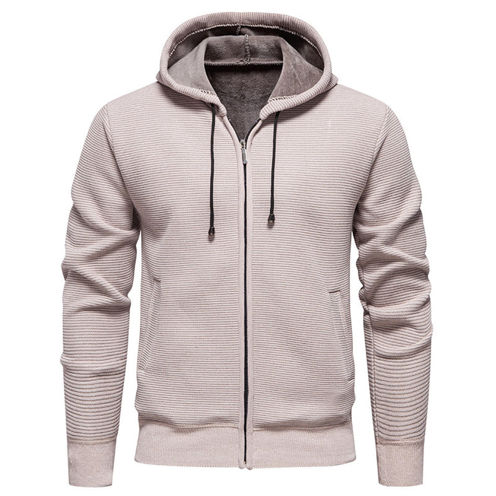 Herren moderne Kapuzenjacke mit strukturierter Oberfläche und weichem Innenfutter Echoarchiv