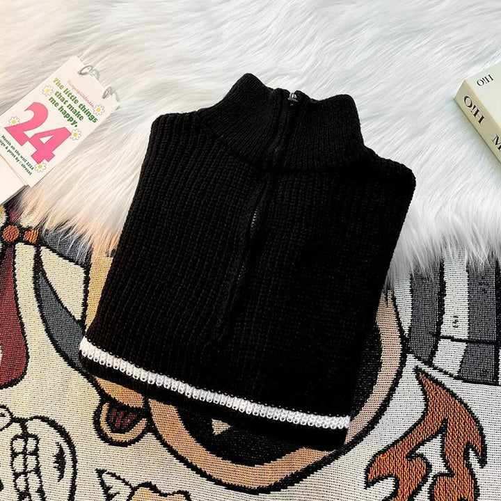 Herren Grobstrickpullover mit hohem Kragen und praktischem Reißverschluss Echoarchiv