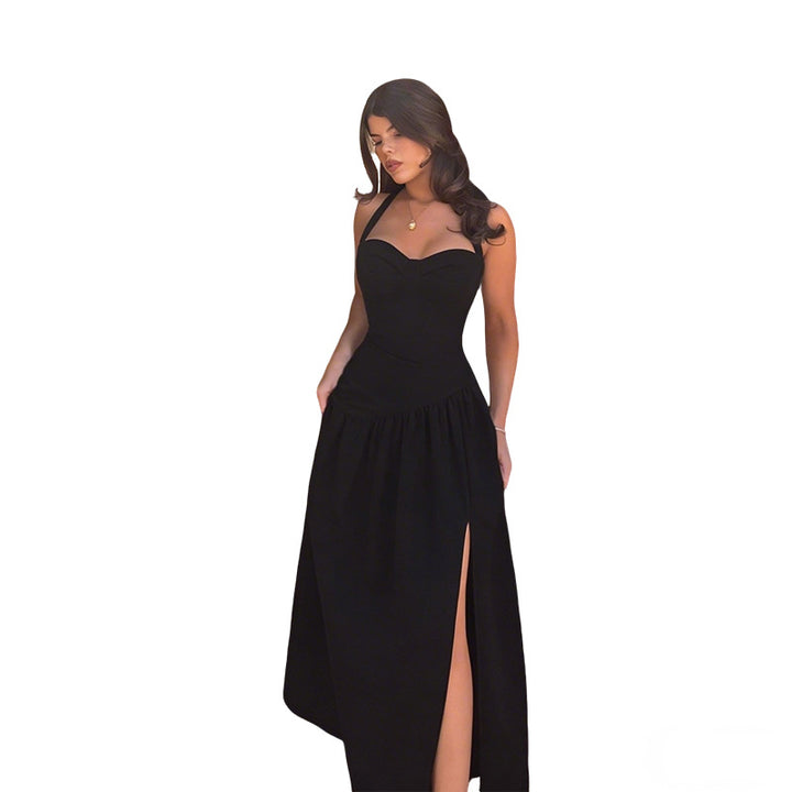 Damen schulterfreies Maxikleid mit raffiniertem Halterneck und fließendem Rock Echo Archiv