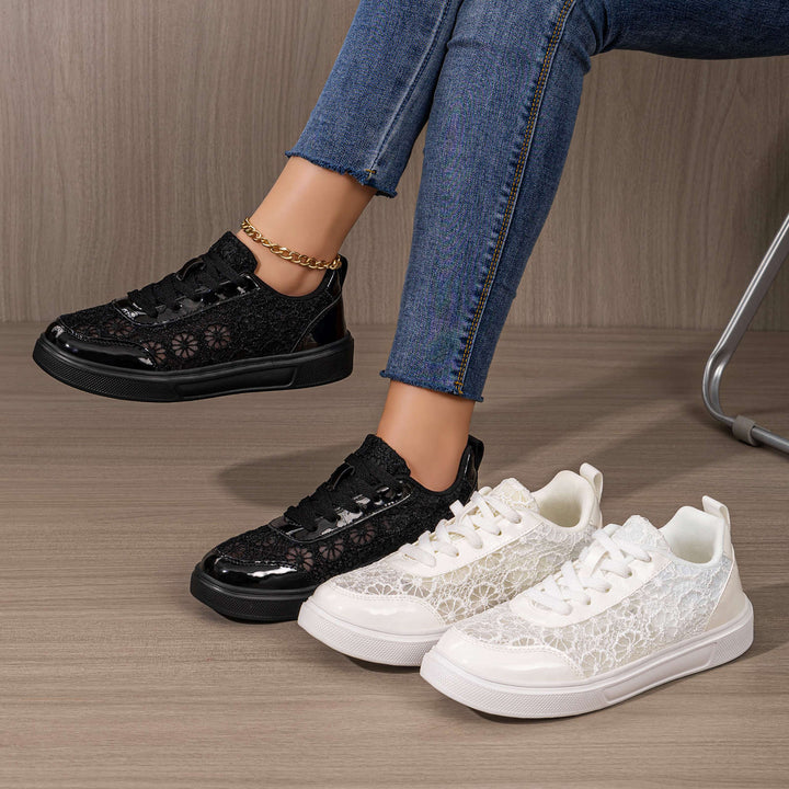 Damen nan eleganter Plateausneaker mit feinem Spitzenbesatz, gepolstertem Fersenkragen und stoßdämpfender EVA-Sohle Echo Archiv