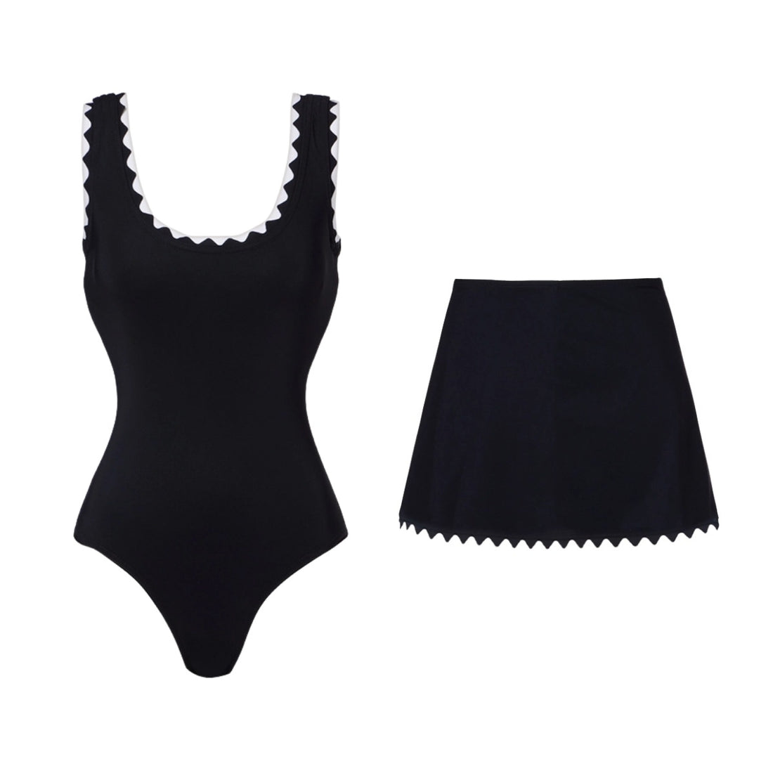 Damen Einteiler Badeanzug mit asymmetrischem Design und passendem Rock – Maréssa