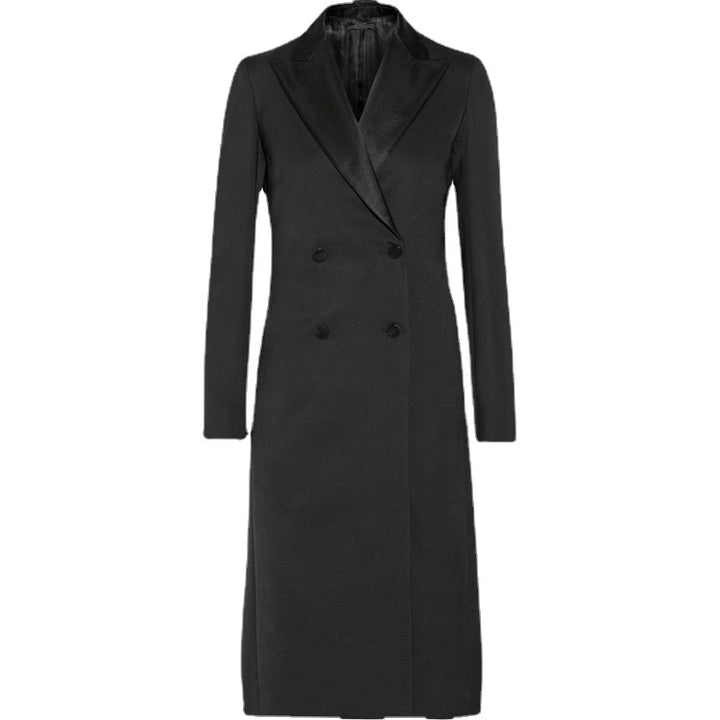 Damen taillierter Longcoat im Smoking‑Look mit Schalkragen Echoarchiv
