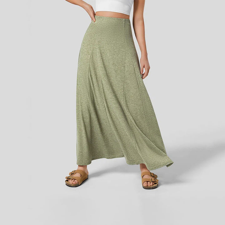 Damen fließender Maxirock mit hohem Bund und Stretch-Jersey – Valéora
