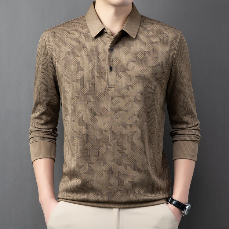 Herren modisches Langarm Polohemd mit strukturiertem Design und atmungsaktiven Eigenschaften Echoarchiv
