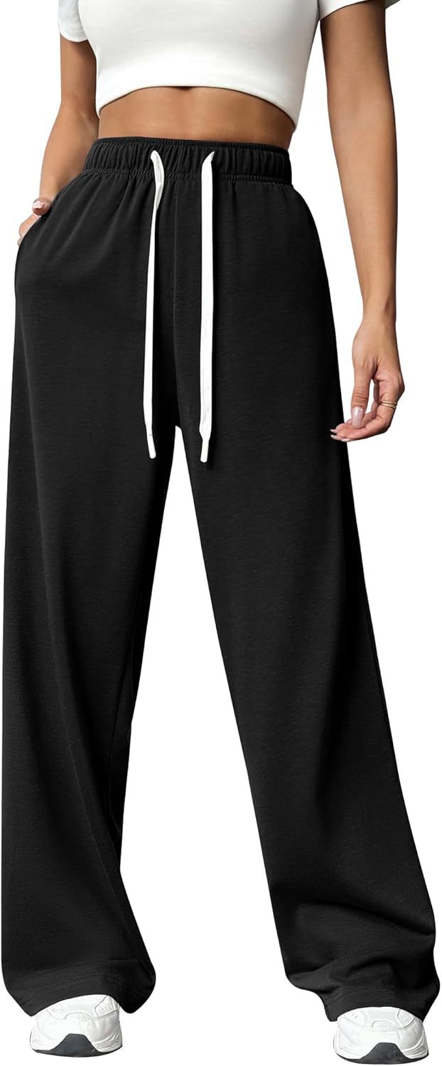 Damen Relaxed Weite Jersey Drawstring Lounge-Hosen Echoarchiv