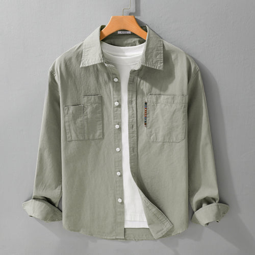 Herren Leichtes Baumwoll-Overshirt mit Doppel-Brusttaschen und Kentkragen Echoarchiv