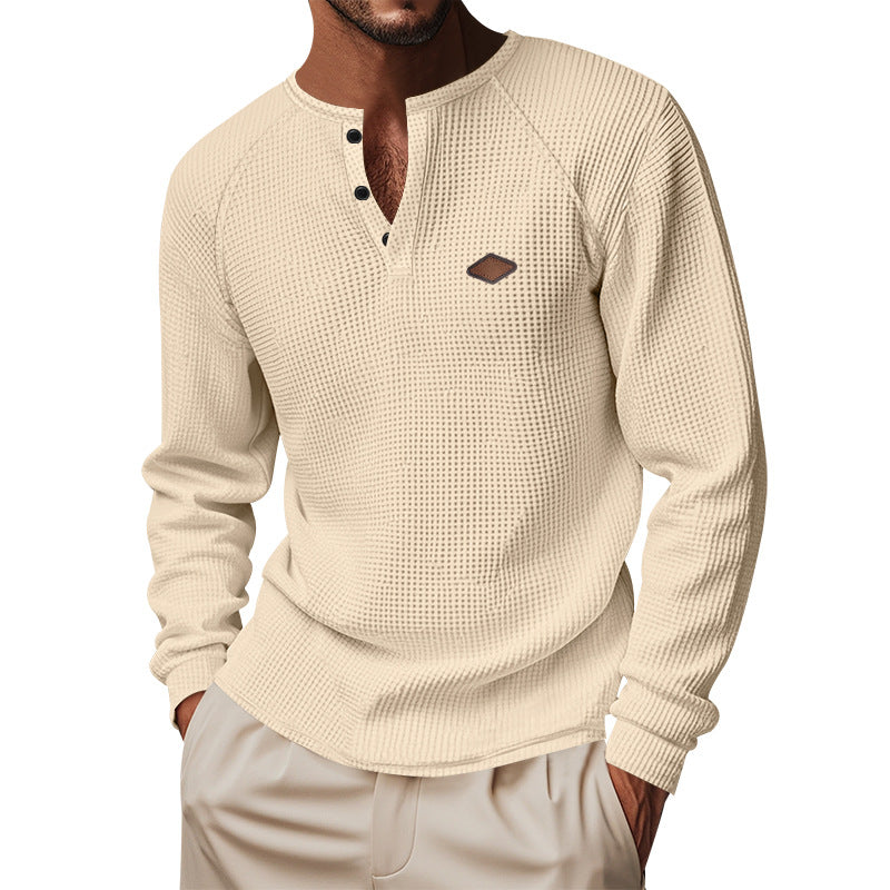 Herren nan strukturiertes Langarmshirt mit kurzer Knopfleiste, Raglanärmeln und dezenter Logo-Applikation Echo Archiv