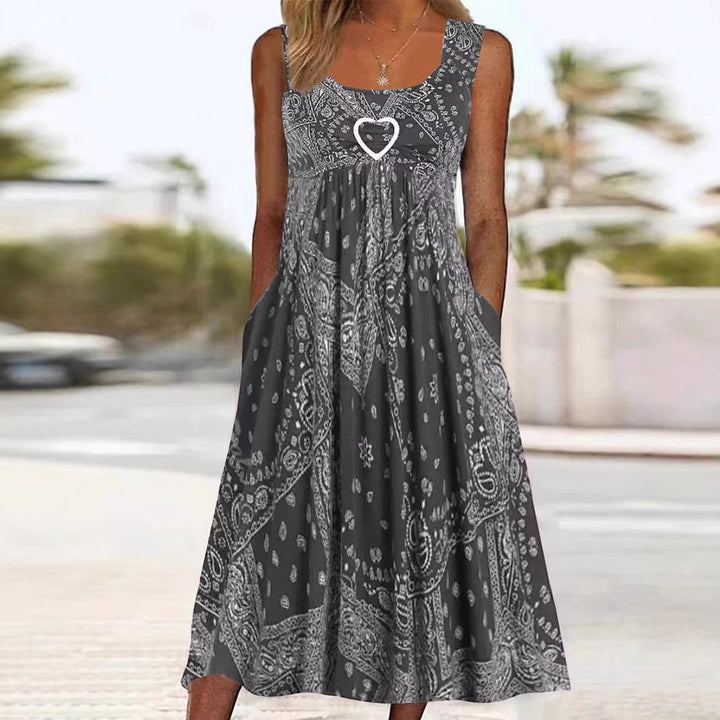 Damen nan Boho-Midikleid mit Paisley-Print, Empire-Schnitt und Seitentaschen Echo Archiv