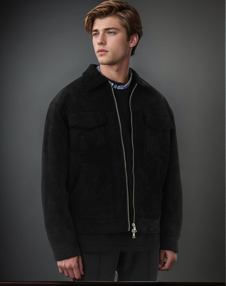 Herren modische Jacke mit praktischen aufgesetzten Taschen und Reißverschluss Echoarchiv