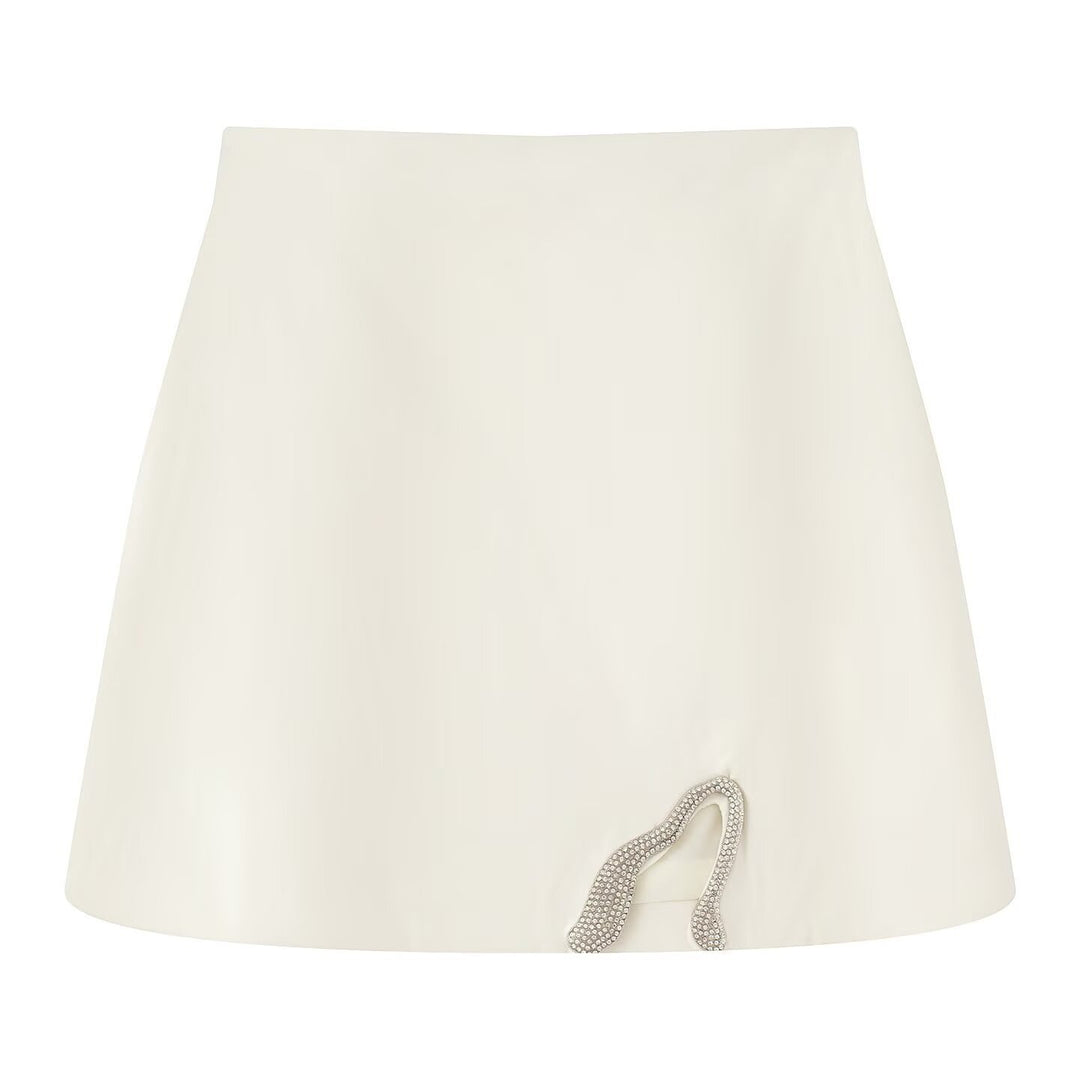 Damen Crop-Top und Mini-Rock Set mit dekorativem Detail Echo Archiv